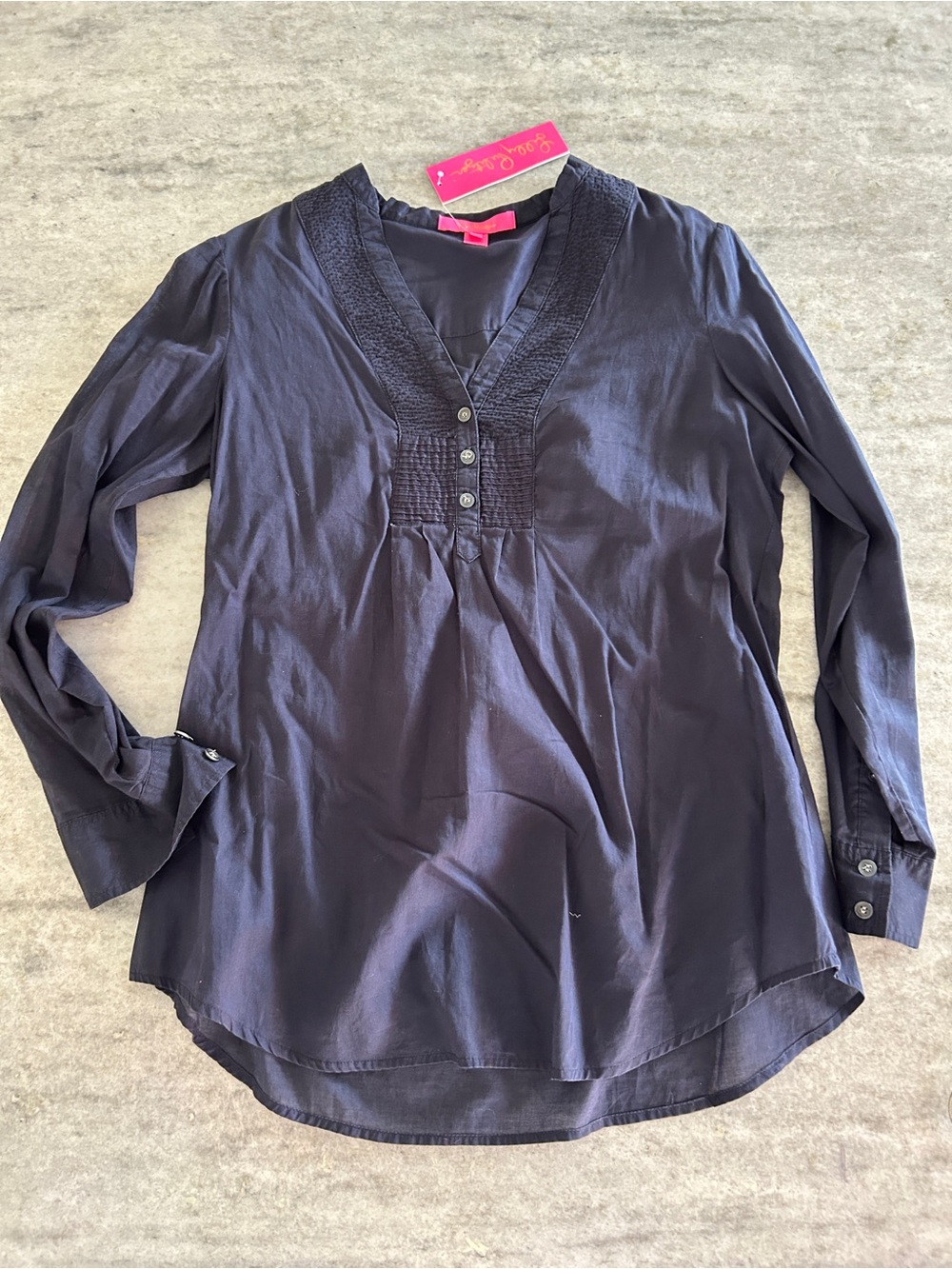 Lilly Pulitzer Navy Long-Sleeve V-Neck Tunic Size S